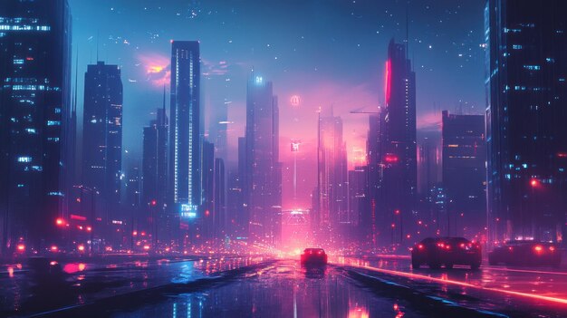 Neon Cityscape at Night