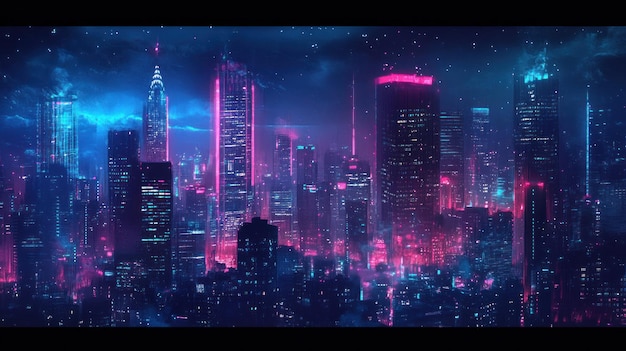 Neon Cityscape at Night