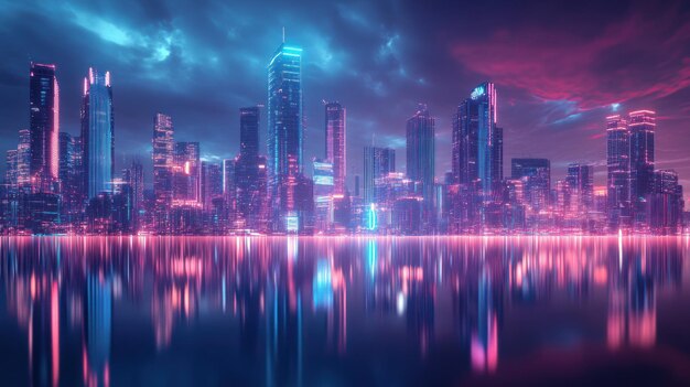 Neon Cityscape Reflection