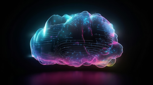 Neon cloud computing technology concept Generative ai