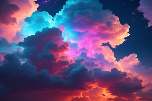 Neon Clouds Background Glowing Cloud Background Clouds Background AI Generative