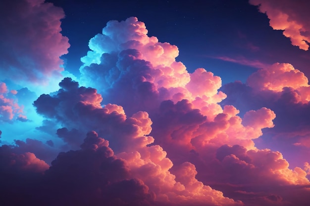 Neon Clouds Background Glowing Cloud Background Clouds Background AI Generative