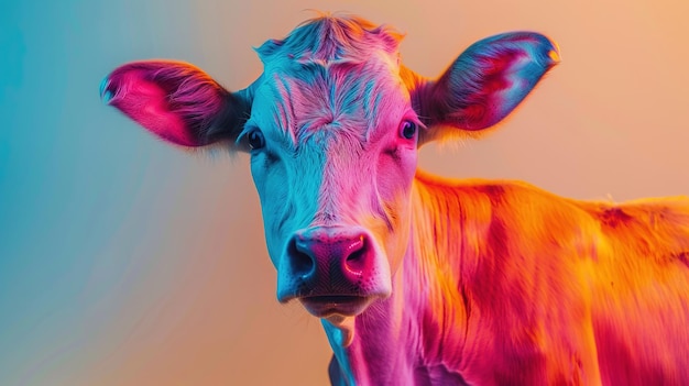 Photo neon cow portrait