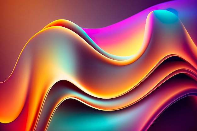 Neon curved wave colorful background Generative AI