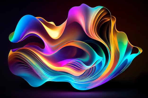 Neon curved wave colorful background Generative AI