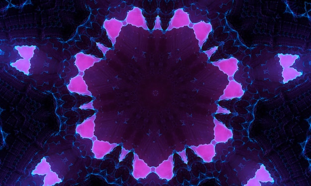 Neon cyan deep blue with purple shadow kaleidoscope