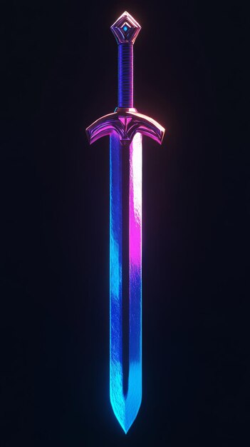 Photo a neon cyber sword features exquisite futuristic design and craftsmanship