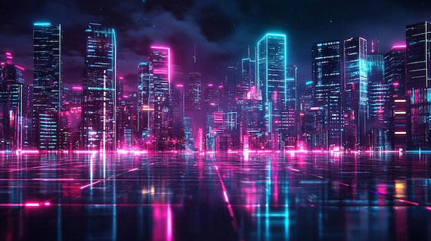 Neon Cyberpunk City Skyline Wallpaper Futuri