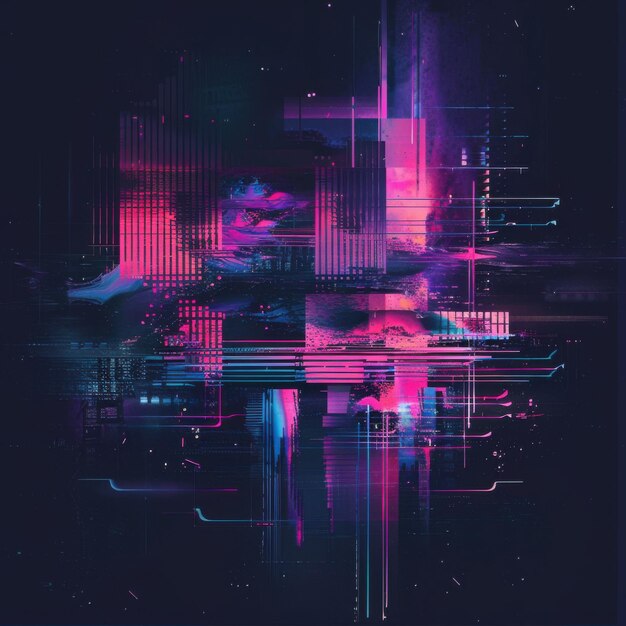 Photo neon cyberpunk glitch overlays