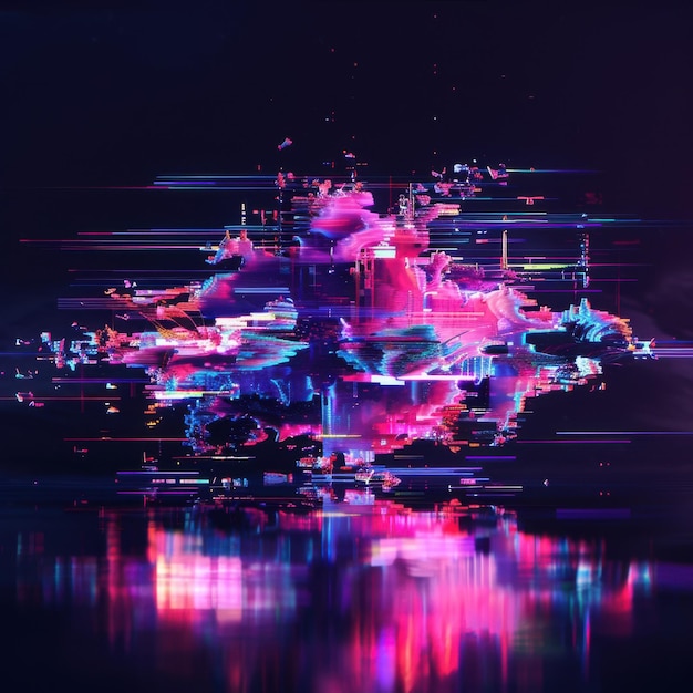 Photo neon cyberpunk glitch overlays