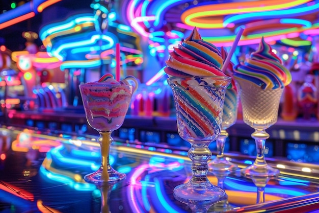 Neon Delight Bites Ice Cream Magic neon colorful photo