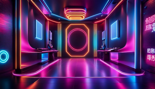 Neon design of colorful background