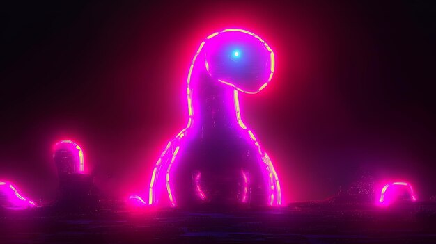 Neon Dinosaur in a Dark World