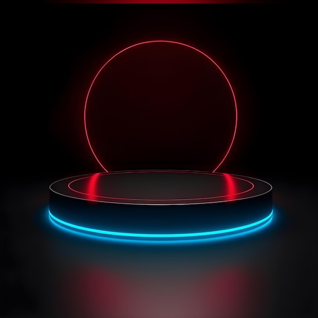 Neon display product mockup podium futuristic 3d generative ai