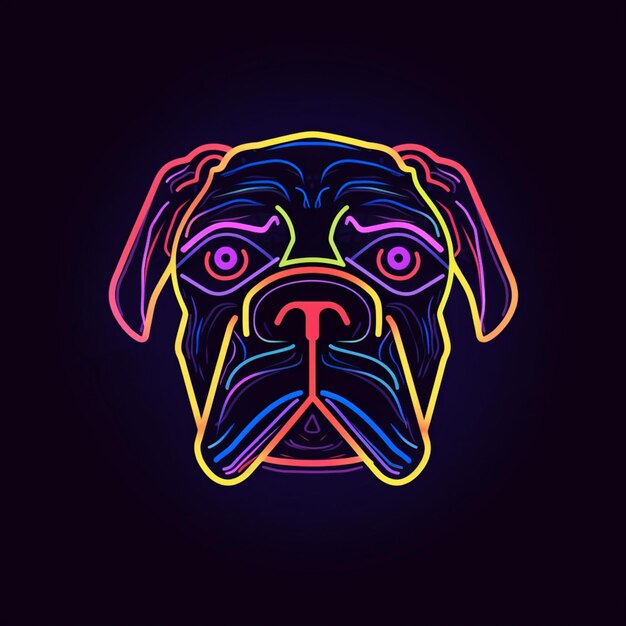 neon dog head logo