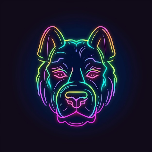 neon dog head logo