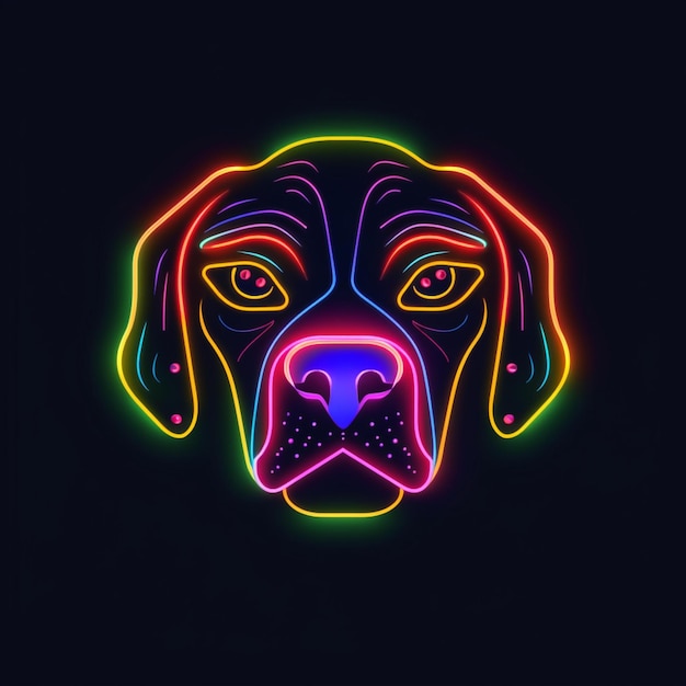 neon dog head logo