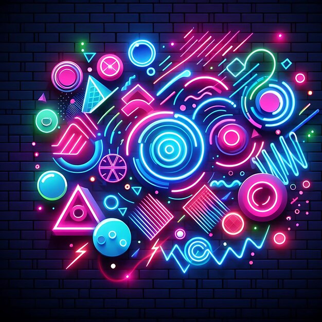 Photo neon dreams abstract shapes in luminous illustrations