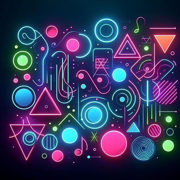 Photo neon dreams abstract shapes in luminous illustrations