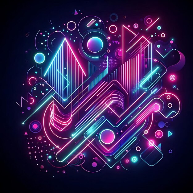 Photo neon dreams abstract shapes in luminous illustrations