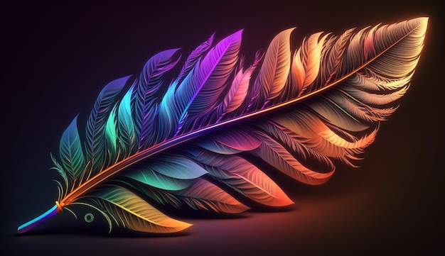 Neon feather colour illustration image ai generator art