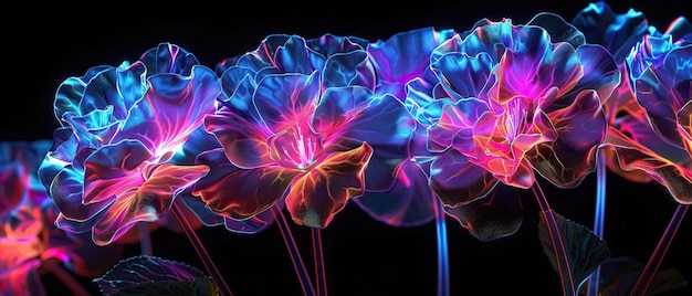 Photo neon flowers in the dark