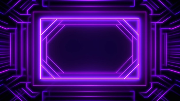 Neon frame border Purple neon glowing background