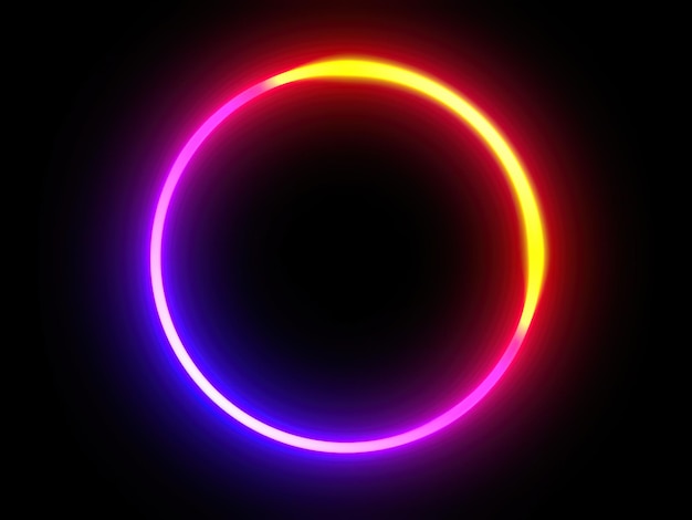 Neon frameGlowing circle on black backgroundGeometric glow outline shape or laser glowing lines