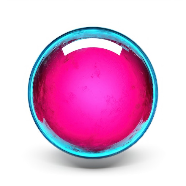 Neon full moon sphere pink white background