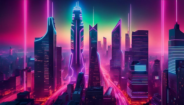 Neon Futuristic Skyline