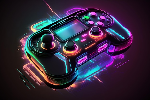 neon gamer controller, AI generated