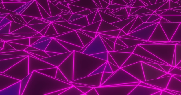 Neon geometric abstract background. 3d render