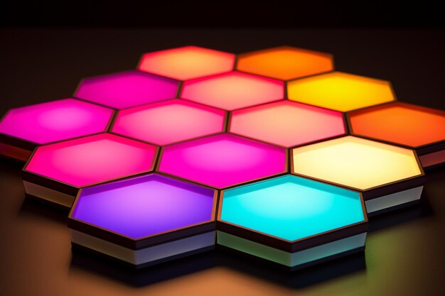 Neon Geometric Paper Hexagon Design