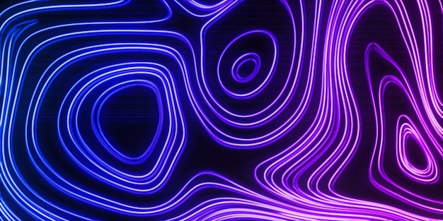 Neon Glow blue and purple lines on a dark background, Cyberpunk background