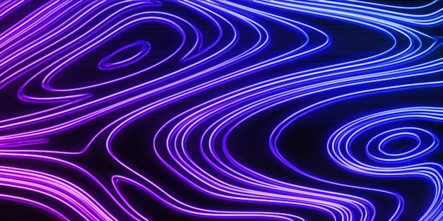 Neon Glow blue and purple lines on a dark background, Cyberpunk background