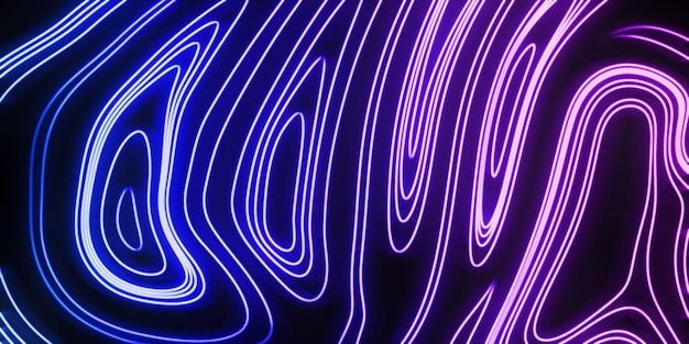 Neon Glow blue and purple lines on a dark background, Cyberpunk background