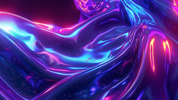 Neon Glow Fluid Elements Vivid 3D Swirling Waves in Electric Colors