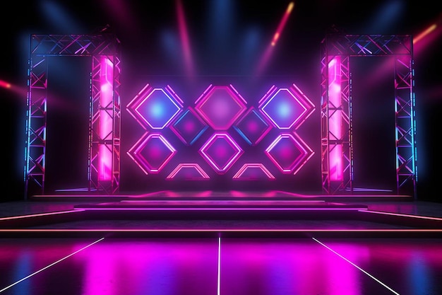 Neon glow lights stage background