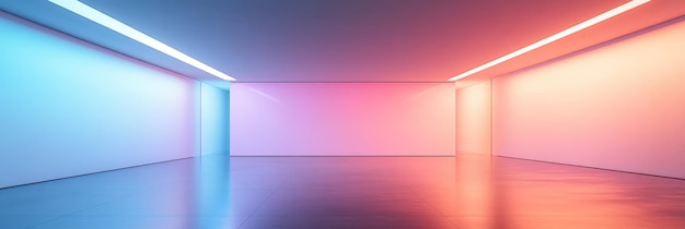 Photo neon glow room with pink and blue lighting a minimalist room with pink and blue neon lighting