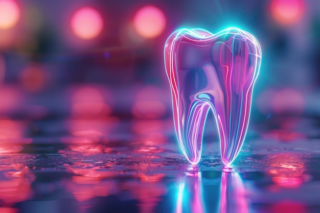 Neon Glow A Shiny Tooth in a Colorful World