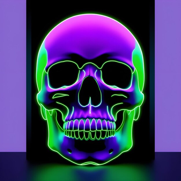 Photo neon glow skull