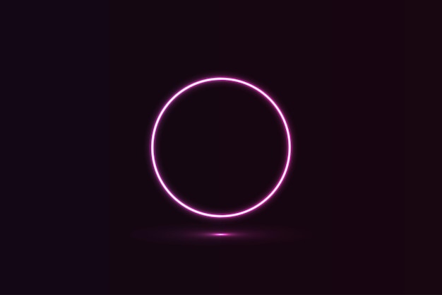 Neon glowing circle Red orange light 3D