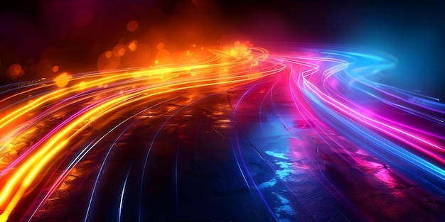 Neon gridlock network concept photo with illuminated pathways in vibrant colors Concept Abstract Photography Neon Lights Colorful Pathways Network Concept Vibrant Illumination