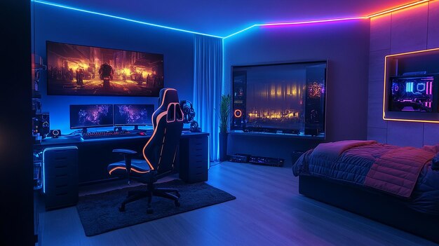 Photo neon haven the ultimate gaming bedroom