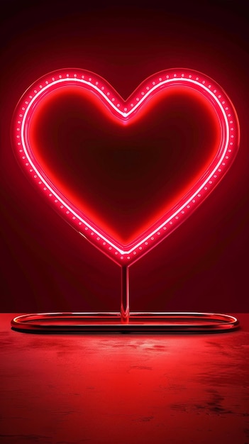 Neon heart sign glowing on a dark background symbolizing love and modern romance vibrant digital