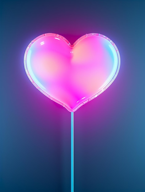 Neon hearts as a symbol of love on Valentines Day