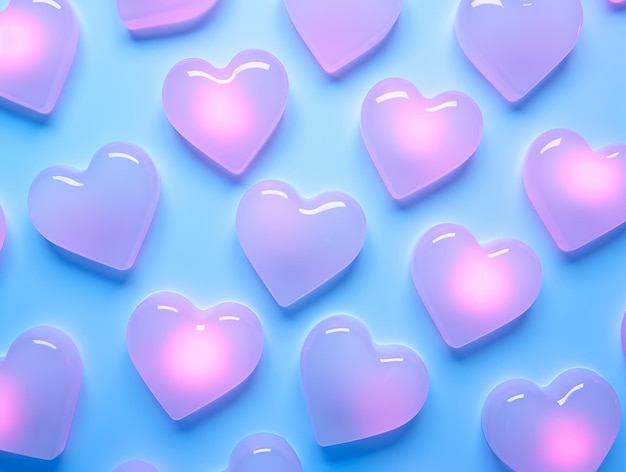 Neon hearts as a symbol of love on Valentines Day