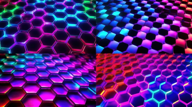 Neon Hex textures and backgrounds for networking glosy A professional photography should use a high qualityGenerative AI