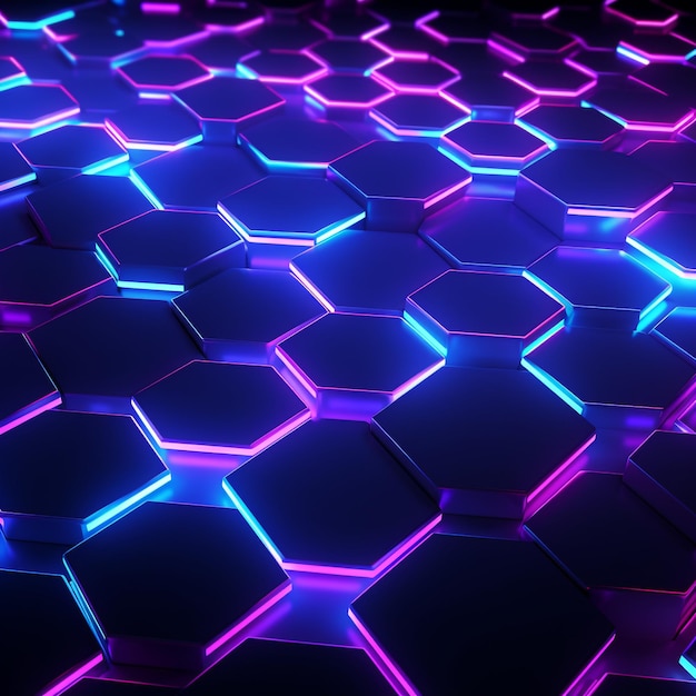 Neon Hexagons Background