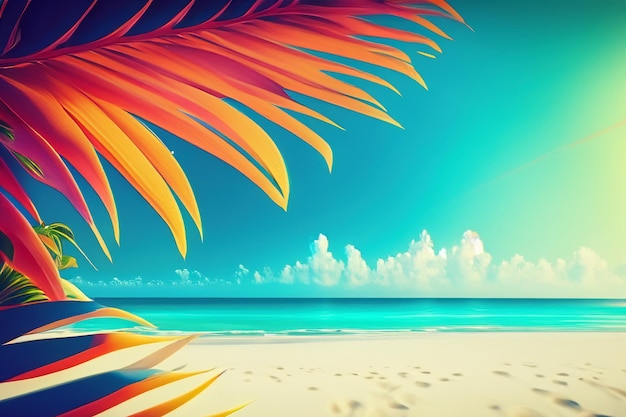 Photo neon horizons colorful retrofuturistic tropical beach vibes